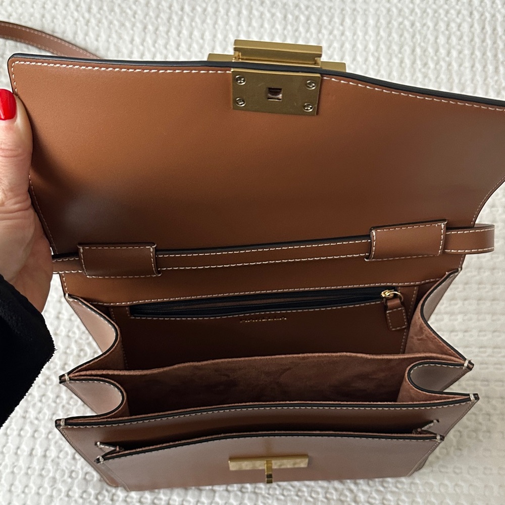 Marella Brown Italian Leather Crossbody Bag - Picture 3 of 9